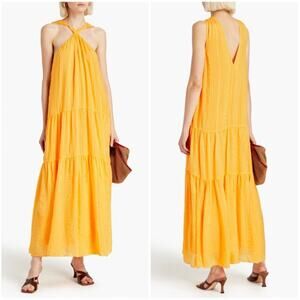 NEW $860 FRAME Tiered Crinkled Silk Jacquard Maxi Dress